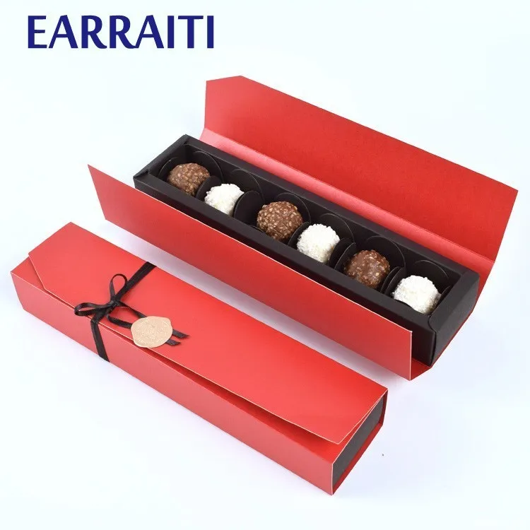 

10 PCS Chocolate Box Favors Red Black Gift Boxes For Jewellery Kraft Candy Paper Box Wedding Gift Packaging Supplier Sets Ribbon
