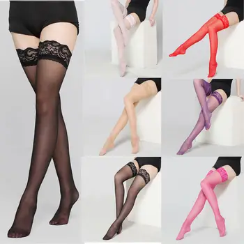 

New Fashion Ladies Sexy Stockings Lace up Tights Stay Up Thigh High Stockings Lace Top Pantyhose