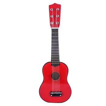

Wooden Guitar Musical Instruments with Six Real Strings for Beginner - Red