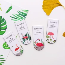 Креативные маленькие свежие Фламинго наборы Закладка на магните Мини Книга папка DIY офисные Канцелярские и школьные принадлежности 4 шт