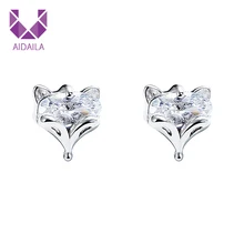 AIDAILA, высокое качество, 925 пробы, серебряная лисица, серебро AAA+ кубический цирконий, CZ, серьги-гвоздики, ювелирные изделия, подарки для любимой и мамы