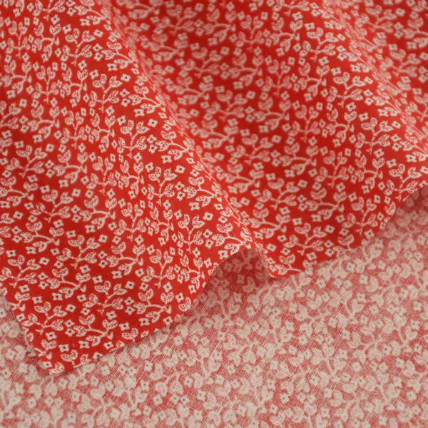 

Dark Red Printed Little Flowers Designs Cotton Fabric Pre-cut Fat Quarter Patchwork for DIY Crafts Home Textile Art Work Tissue