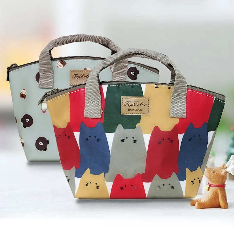 

2018 New Pattern Korean Lovely Handbags Cartoon Waterproof Heat Preservation Portable Easy Package Lunch-box Bag Handbags
