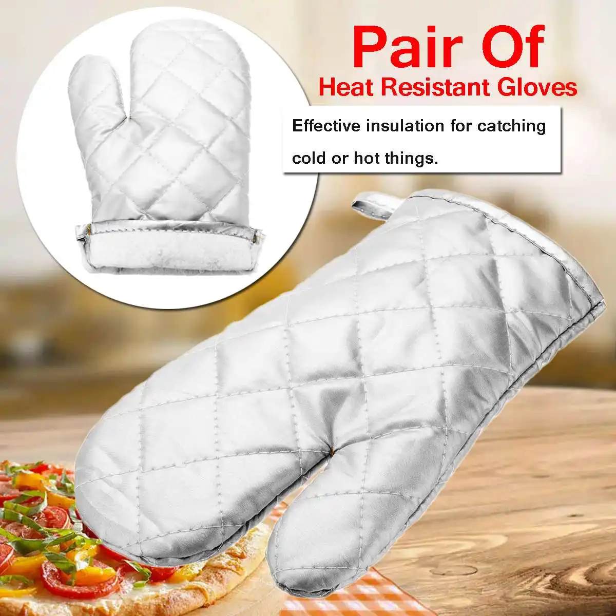 

Cooking BBQ Pair Heat Resistant Baking Gloves Oven Anti-scald Mitts Kitchen Anti-hot Microwave Practical Non-slip Safety Cotton