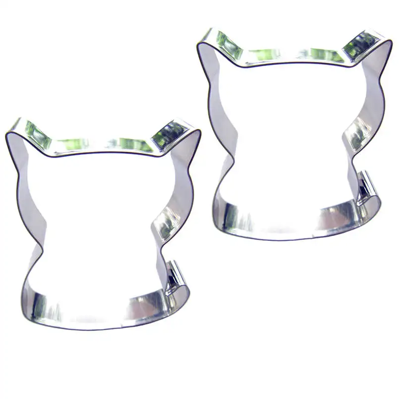 2pcs Fat Cat Cartoon Stainless Steel Cookie Cutter Biscuit Embossing