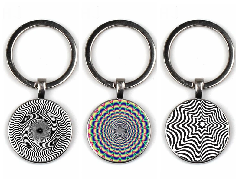 

Glass Keychain Optical Illusion Picture Handmade Photo Keychain Eyelet Keychain Optical Picture