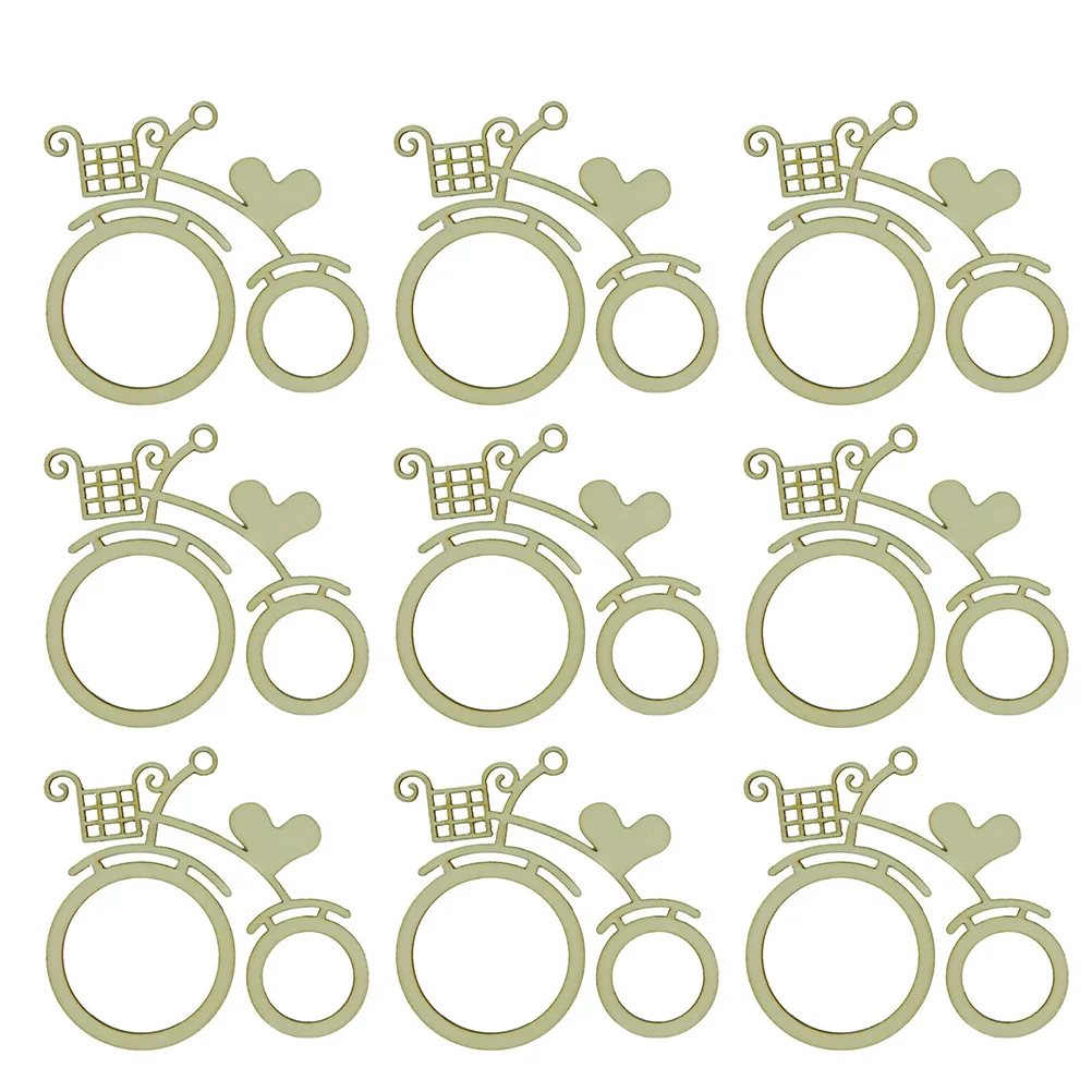 

10-Piece Hollow DIY Creative Cutout Bike Wood Slices Wooden Bicycle Ornaments for Home Decor Handworking Activities Crafting