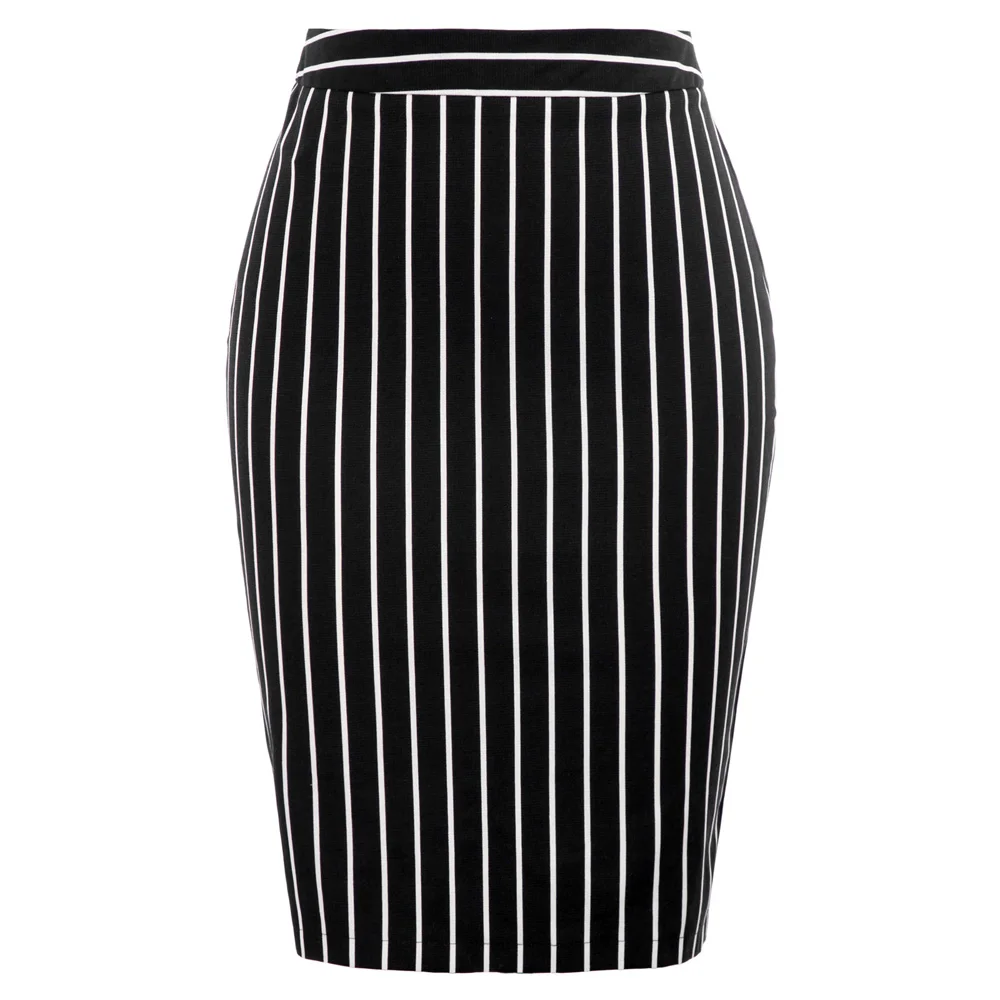 Office Lady Skirt Autumn Women Pinstripe Pattern High Waist Hips ...