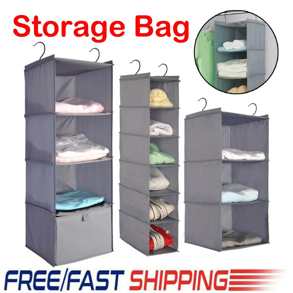 3/4/6 layers Foldable Wardrobe Hanging Storage Bag Clothes Hangers Holder Portable Organizer Hang Hanging Closet Organizer