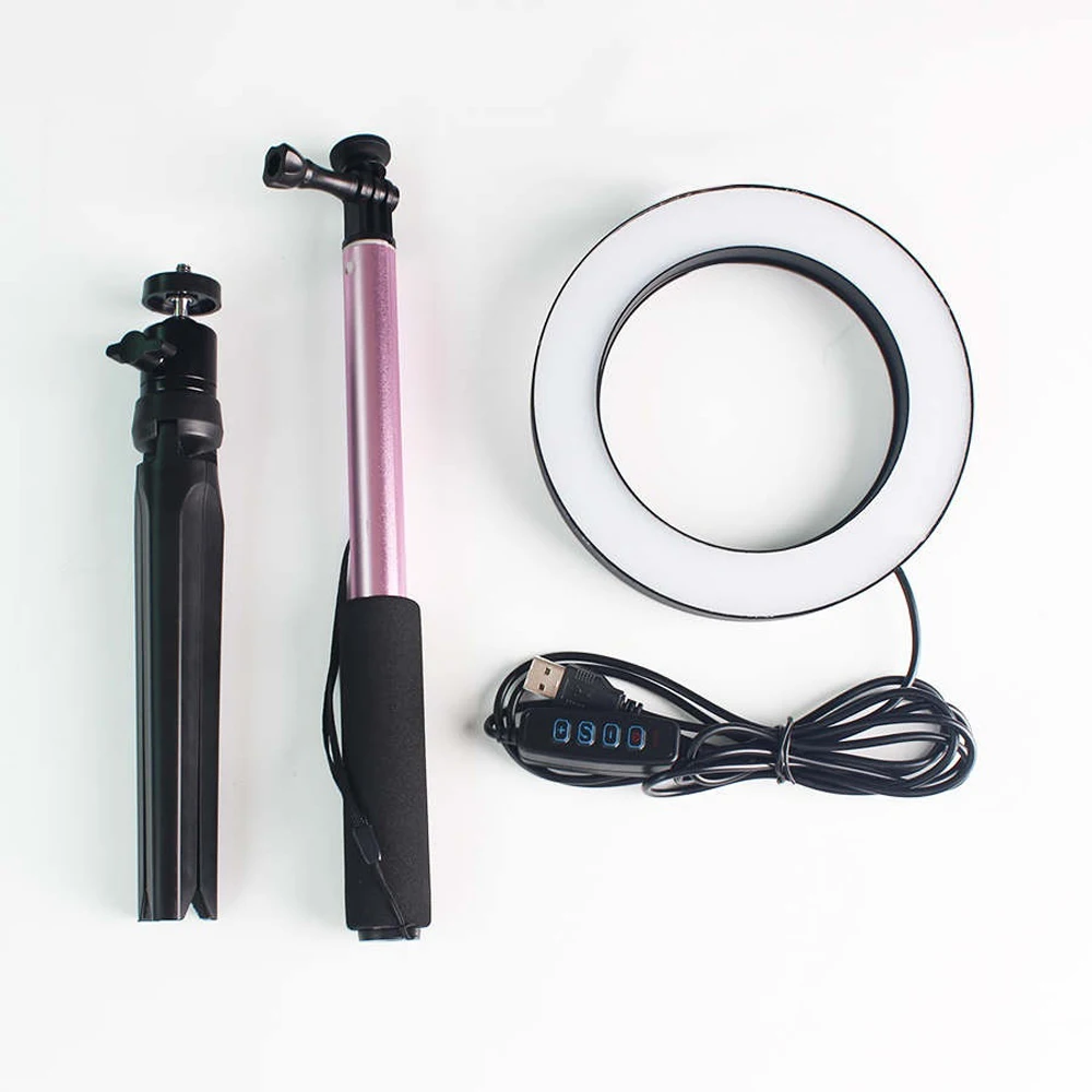 5 вариантов регулируемой яркости широкий диапазон затемнения светодиодный набор колец заполняющий светильник штатив для камеры фотостудия селфи фотография черный/розовый