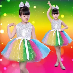 Детские платья для выступлений новые платья принцессы хор детский сад Блестки платья для выступлений