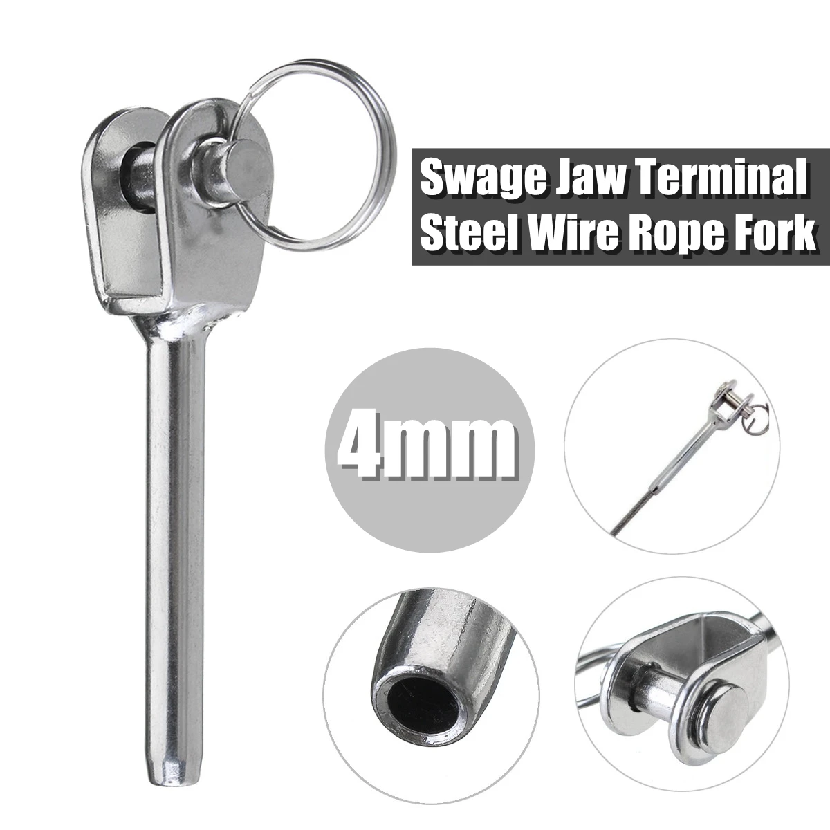 

4mm Stainless Steel screw Swage Jaw Terminal Steel Wire Rope Fork bottlescrew cable railing wire rope fitting hardware