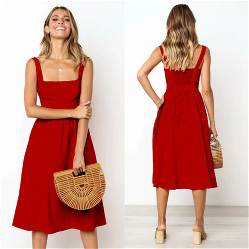 Fashion Womens Summer Casual Long Maxi Evening Party Beach Dresses Sundress Dresses Woman Party Night Sleeveless O-neck