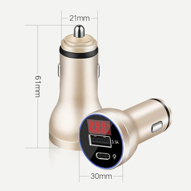 VEHEMO usb type-C QC3.0 Автомобильное устройство для быстрой зарядки автомобильное зарядное устройство Быстрая зарядка MP3 Быстрая зарядка портативный автомобильный адаптер зарядного устройства