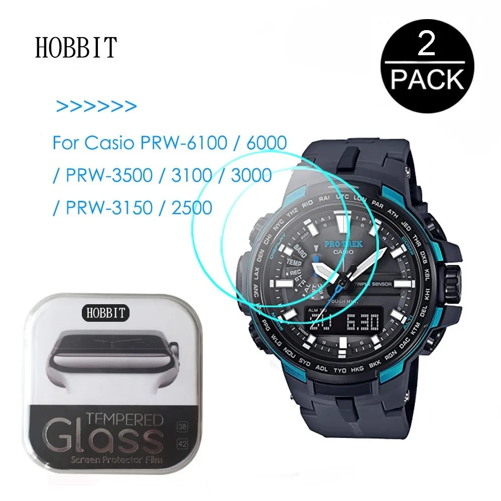 

2Pack For Casio PRW-6100 PRW-6000 PRW-3510 PRW-3500 PRW-3100 PRW-3000 PRW-2500 Watch 0.3mm 2.5D Tempered Glass Screen Protector
