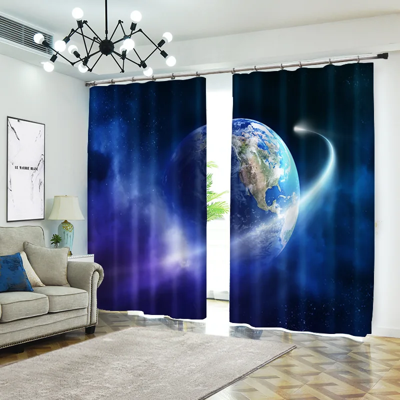 

view 1set Digital print blackout curtains for window treatment blinds finished drapes window curtains Living room bedroom CU210