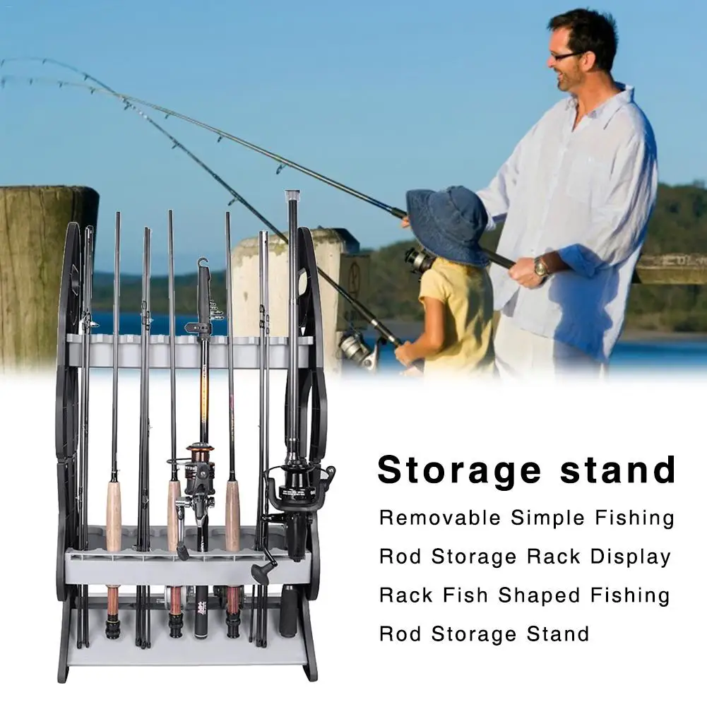 

New High Quality Portable Removable Simple Fishing Rod Storage Rack Display Rack Fish Shaped Fishing Rod Storage Stand Design