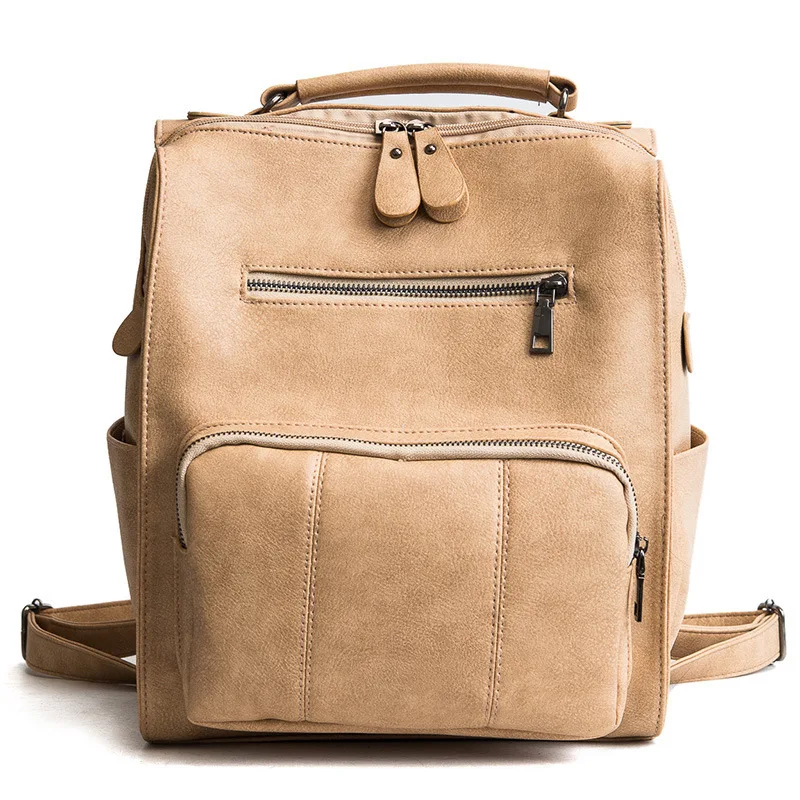

2019 Vintage Leather Fashion Pink Backpack Female Schoolbag Rucksack Korean Style Women School Bags For Teenage Girls Bag Pack