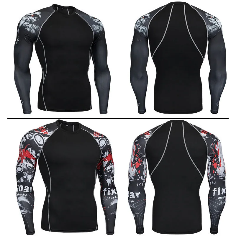 

Men's Running T-Shirt Long Sleeve Tights Gym Shirt Man Sports Compression Clothing Rashgard Male Crossfit T Shirt Teen wolf head