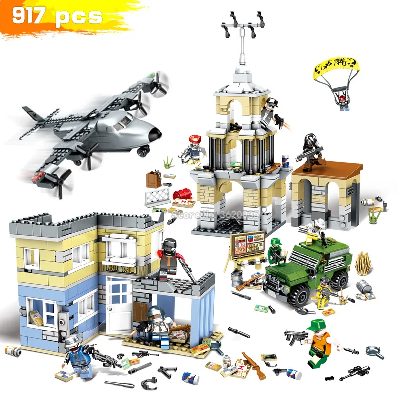 

917 pcs City PUBG Modern Military Series Building Blocks Figures Mini Weapons Fighting Scenes Gift For Boy Toy With Legoinglys
