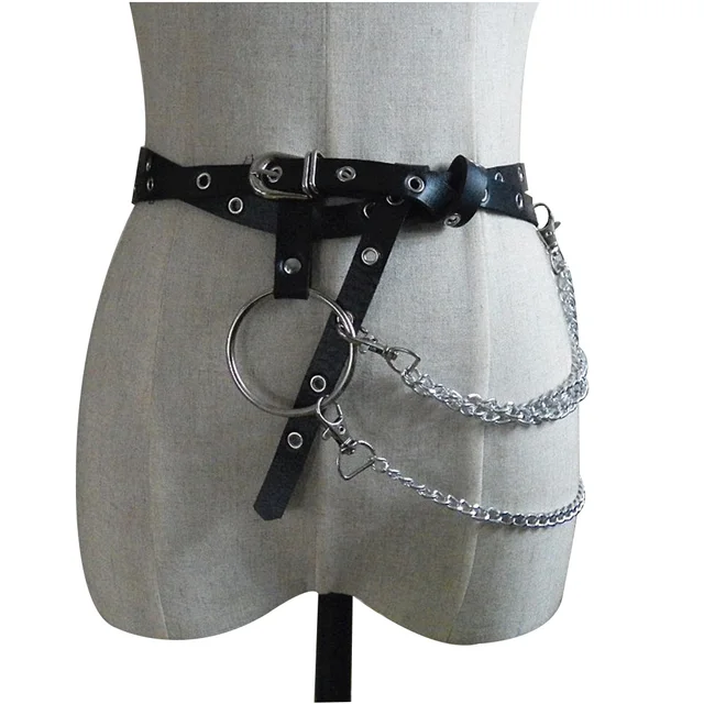 Aliexpress.com : Buy Harajuku Belt Women Sexy Punk Gothic PU Leather Chain Belt Adjustable Waist