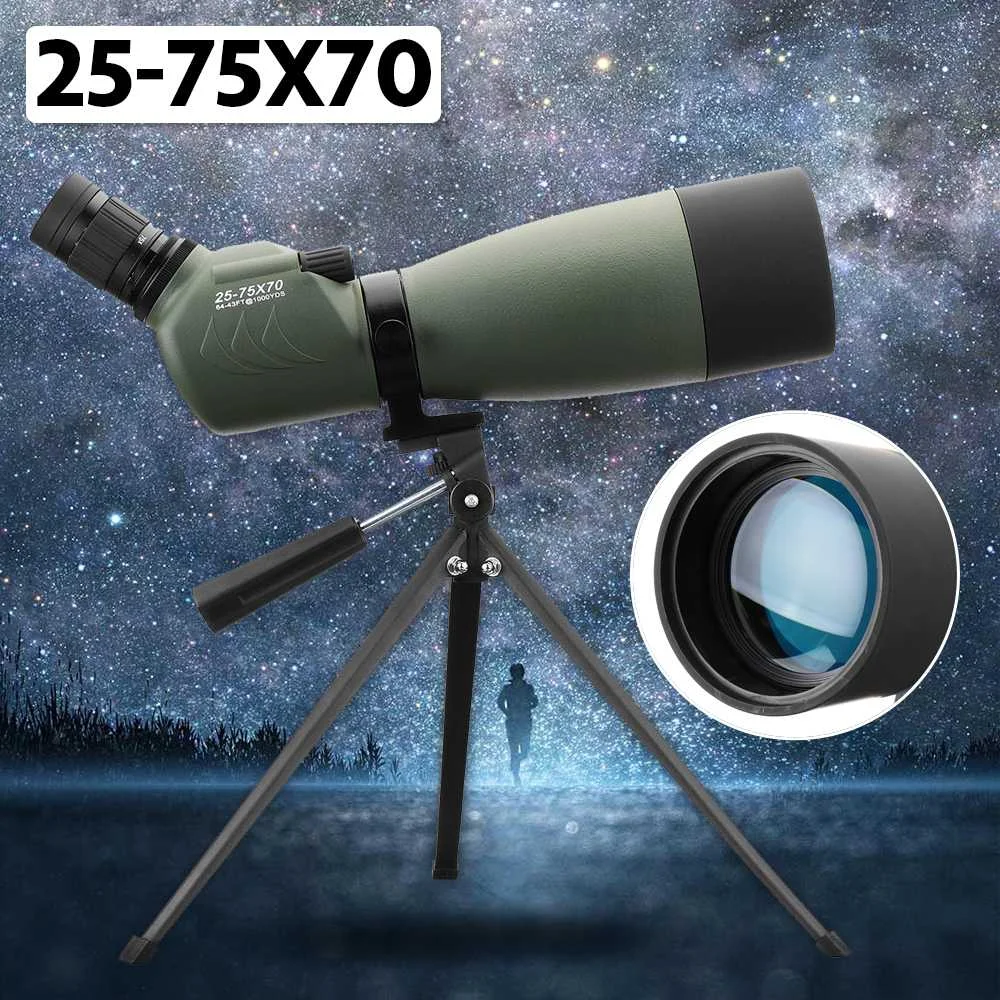 25-75x70 HD عدسة أحادي تلسكوب ترايبود الهاتف المحمول كليب للرؤية الليلية في الهواء الطلق دعم الهاتف المحمول اطلاق النار