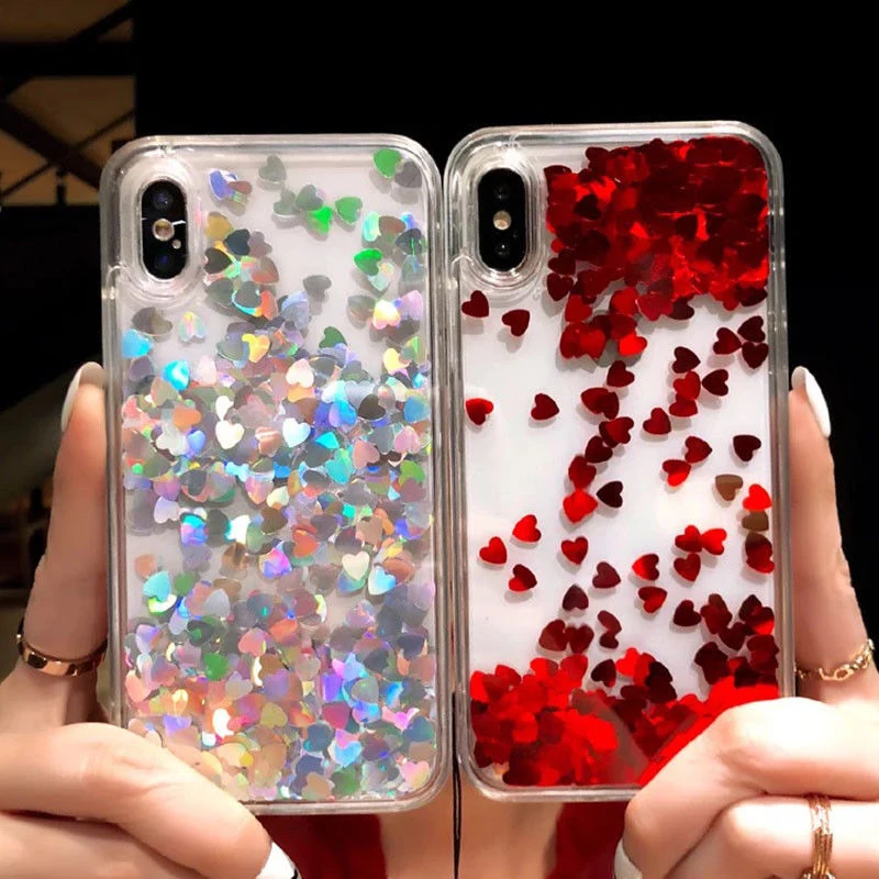 Cute Love Heart Glitter Moving Quicksand Liquid Case Cover For iPhone XS Max XR X 7 8 6 6S Plus Transparent Glitter Phone Cases Cute Love Heart Glitter Moving Quicksand Liquid Case Cover For iPhone XS Max XR X 7 8 6 6S Plus Transparent Glitter Phone Cases