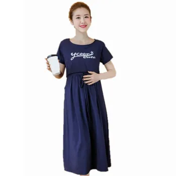 

Maternity Clothes Short Sleeve Breastfeeding Pregnancy Dresses for Pregnant Women Fashion O Neck Letter Cotton Losse Plus Size