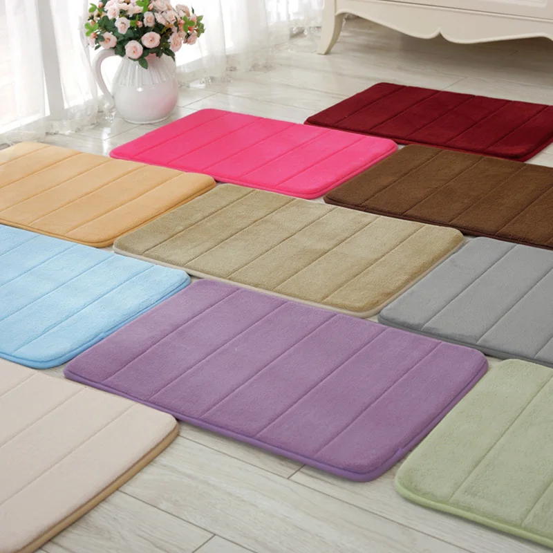 

40x60cm Memory Foam Bath Mats Bathroom Horizontal Stripes Rug Non-Slip Bath Mats