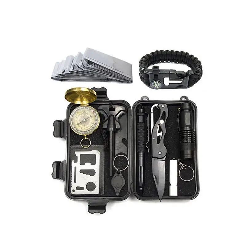 

13 In 1 Outdoor Survival Box Kit Set Camping Travel Multifunction First Aid SOS EDC Emergency Supplies Tactical Wilderness Tool