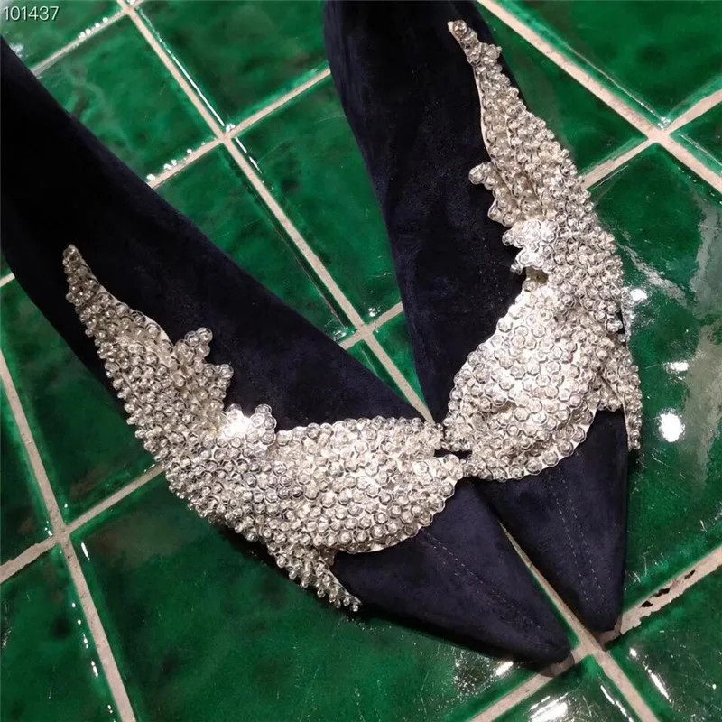 Main Muller Femelle Femmes Extensible Troupeau Chaussures as À Bout Tissu Picture Picture Aile Bottes Cuir Coudre As Pointu Minces Bottines Glitter En Strass pp47Urq