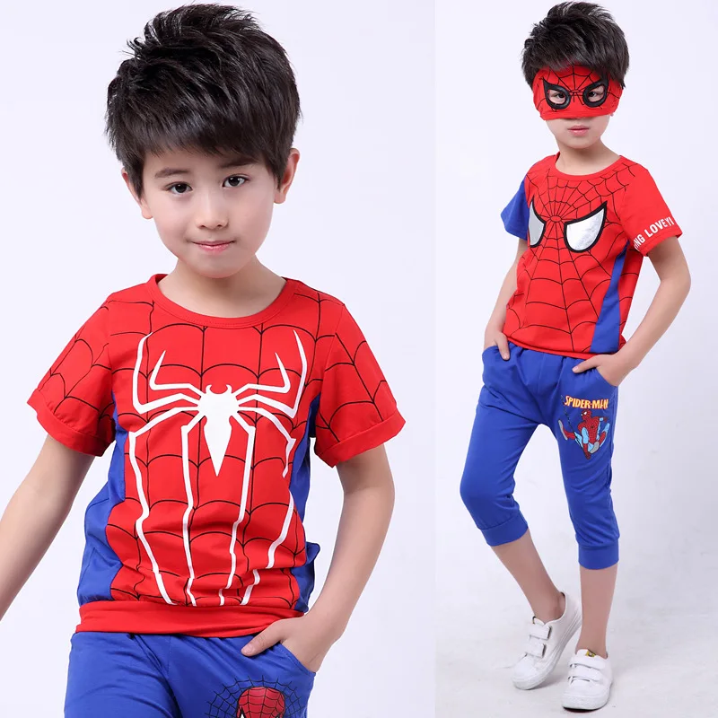 

Children's clothing boy summer sports suit cotton short-sleeved T-shirt + cropped pants cartoon baby clothes