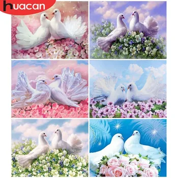 

HUACAN 5D DIY Diamond Painting Animal Two Pigeon Full Square Diamond Embroidery Picture Rhinestone Mosaic Decoration Home