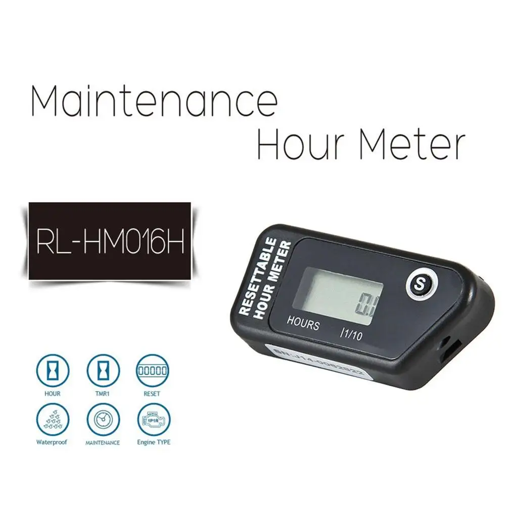 

LCD Digital Resettable No Power Required Inductive Waterproof Hour Meter For Fuel Engine Marine Motorcycle Snowmobile ATV