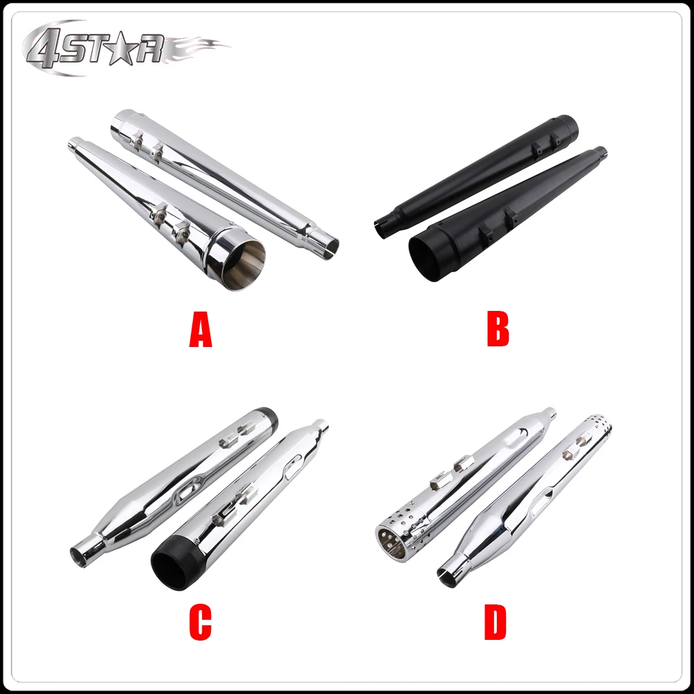 Motorbike 4\ Chrome Mufflers System Exhaust Pipes For Harley Touring Bagger Models Dresser Road King Electra Glide 1995-2016 Motorbike 4\ Chrome Mufflers System Exhaust Pipes For Harley Touring Bagger Models Dresser Road King Electra Glide 1995-2016