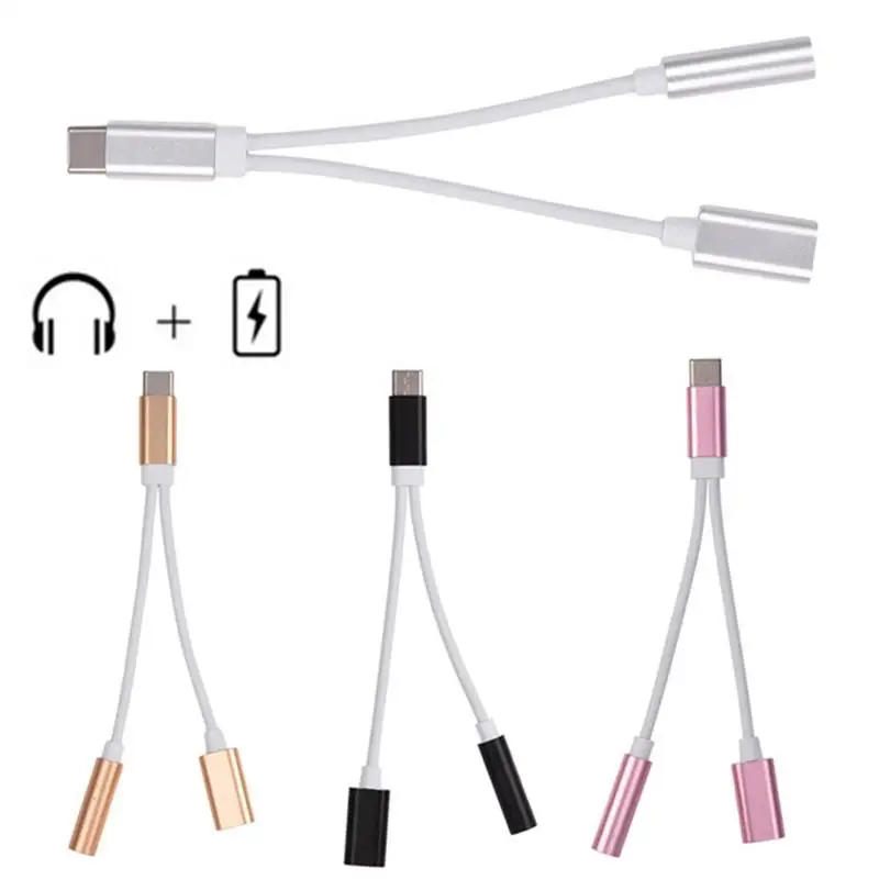 USB-C Adapter Durable Type-C Audio Charge 2-in-1 Converting Into 3.5 Earphone Cable Rose Gold Silver Black | Электроника