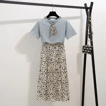 

Spring Summer Women top two piece set Casual tops skirt Fashion Female Office Suit Set O-Neck 2 Piece Set