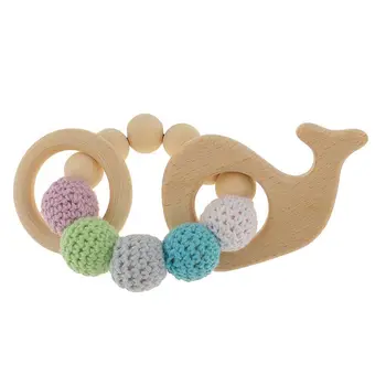 

1 pc Wooden Educational Toys Children Rattle Toy Baby Teething Accessories Multicolor - Whale