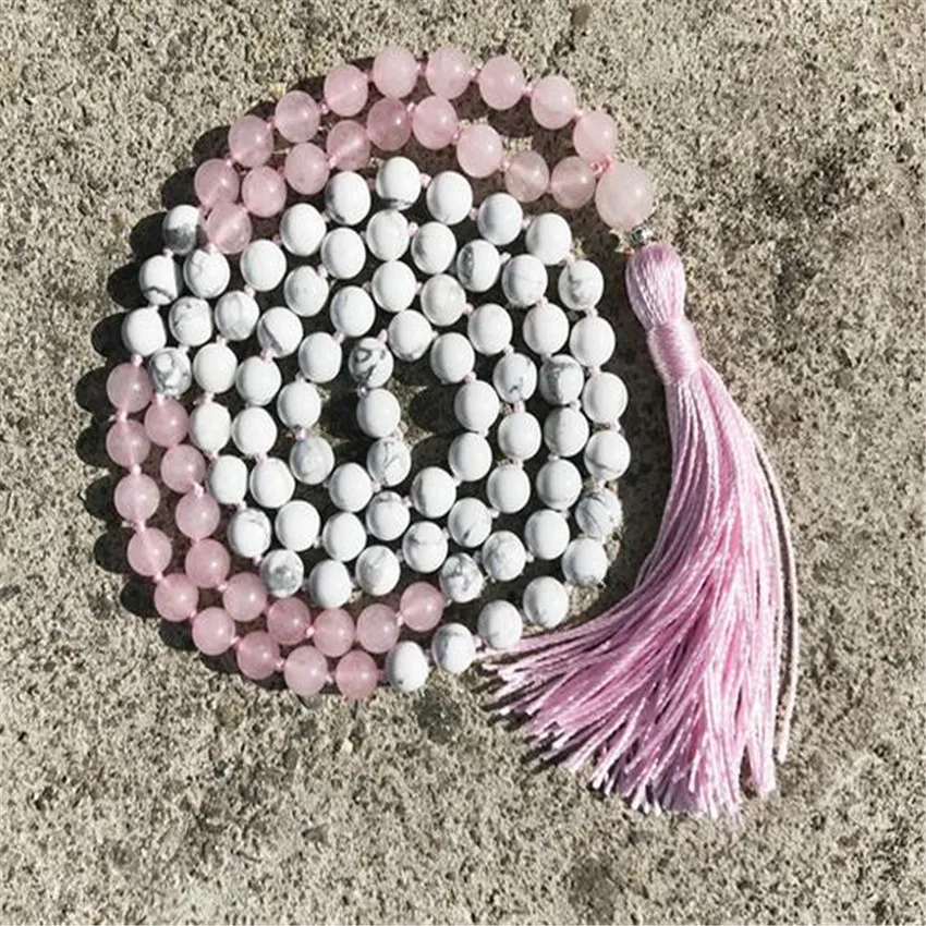 6 мм натуральный белый 108 бусин кисточек ожерелье для йоги Lucky Hot new Fancy mala Sutra