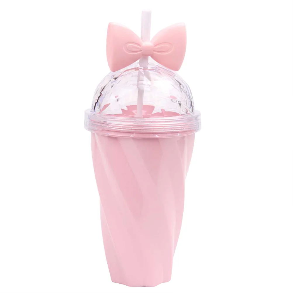 

1 pc Straw Water Bottle Bowknot Plastic Twisted Candy Color Portable Drinking Cup for Girls Kids