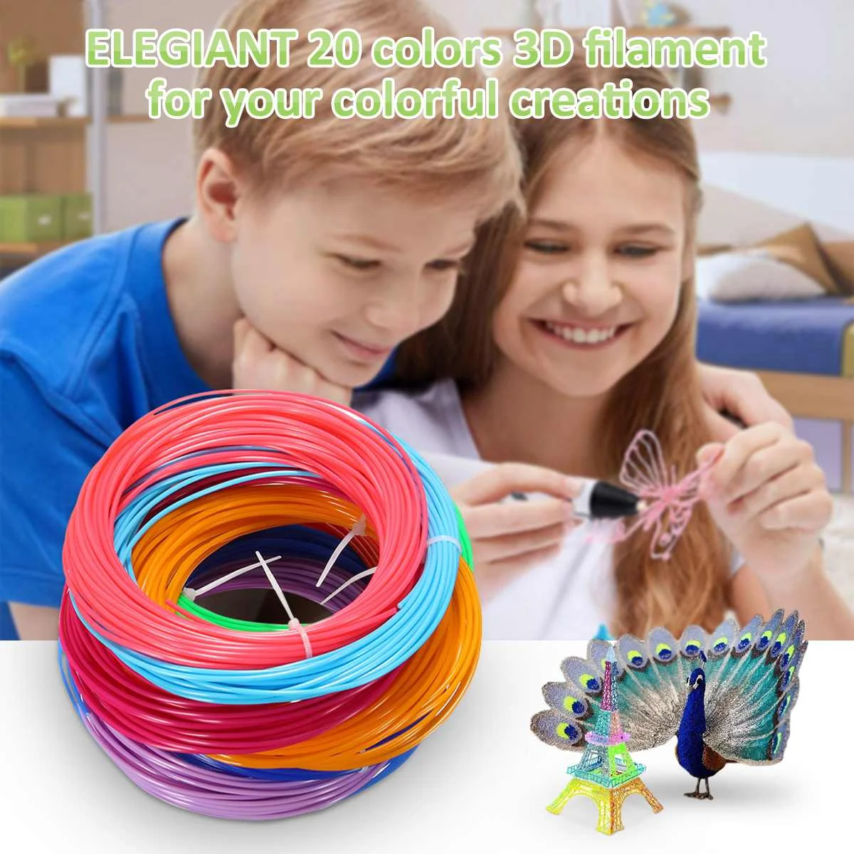 

20 Color/ Set 5M 3D Printing Pen 1.75mm ABS Smart 3d Drawing Pens PLA Filament Accessories for Kids Presents Gift Toys
