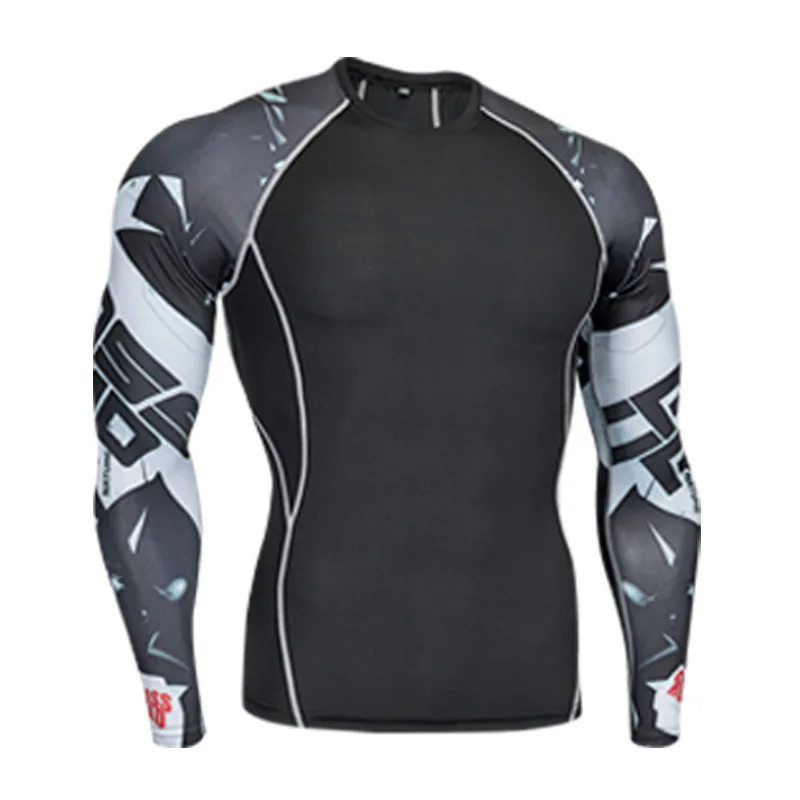 ضغط رياضة قميص الرجال رياضة الجري T قميص طويل الأكمام طباعة التدريب تجريب التي شيرت الرياضية ل السباحة تصفح Rashguard