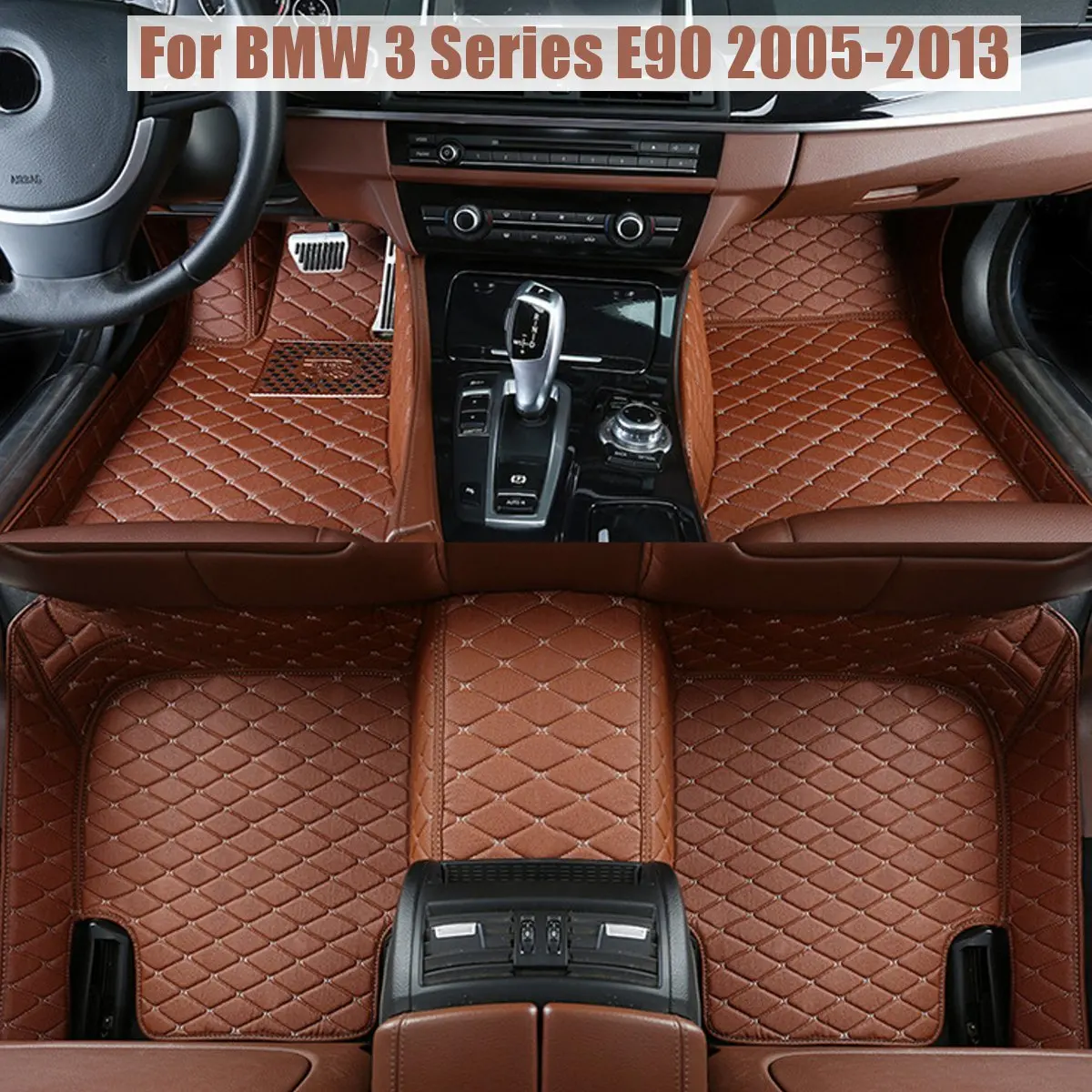 

Floor Mats Auto Foot Carpets Car Step Brand New Embroidery Leather Mats For BMW 3 Series E90 2005 2006 2007 2008 2009 2010-2013