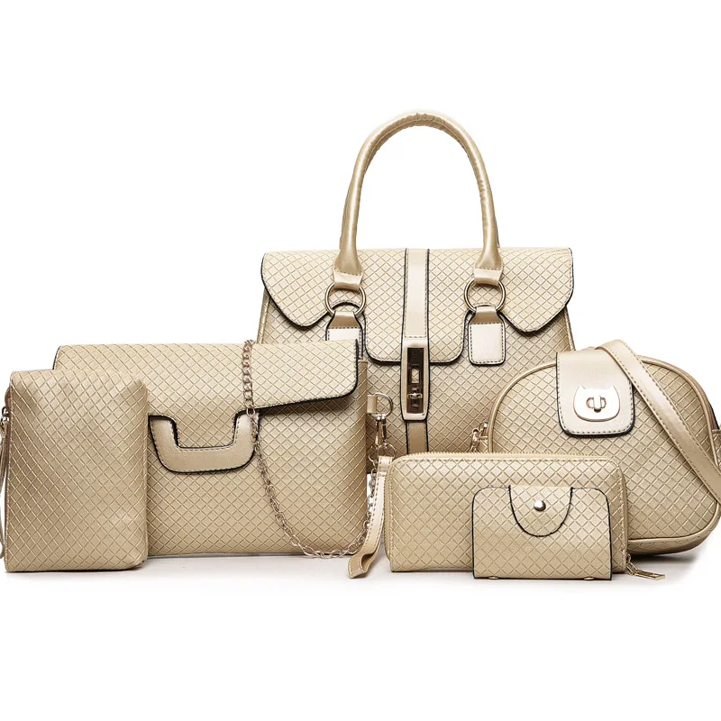Set de bolsos de 6 piezas para mujer 2019 bolso de cuero de marca de diseño de moda bolsos bandolera de mujer bolso de mensajero bolso de mano bolsa