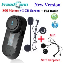 FreedConn TCOM-SC, Bluetooth, мотоциклетная гарнитура, шлем, домофон, ЖК-экран с fm-радио+ мягкий наушник