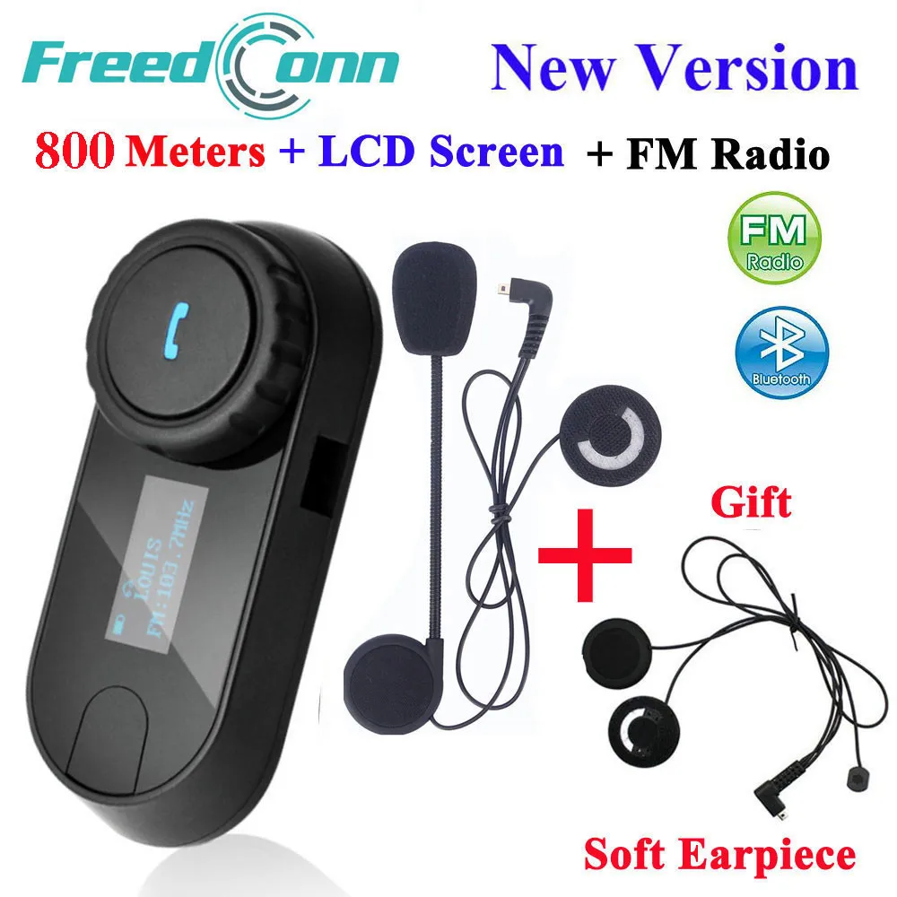 Дешево FreedConn TCOM SC, Bluetooth, мотоциклетная гарнитура, шлем, домофон, ЖК экран с fm радио + мягкий наушник