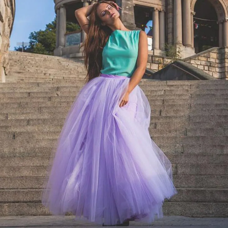 5 слоев Тюлевая юбка-пачка винтажные Длинные Макси плиссированные женские юбки подружки невесты свадебные макси юбки плюс размер Saias Faldas Jupe
