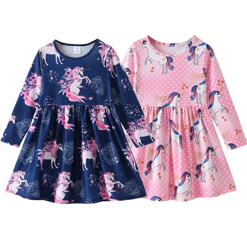 

1-6Y Toddler Kids Baby Girl Long Sleeve Unicorn Princess Girls Pageant Party Dress Sundress Clothes