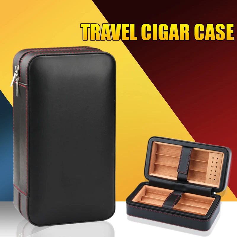 GALINER Travel Leather Cigar Humidor Case Set With Humidifier Cedar