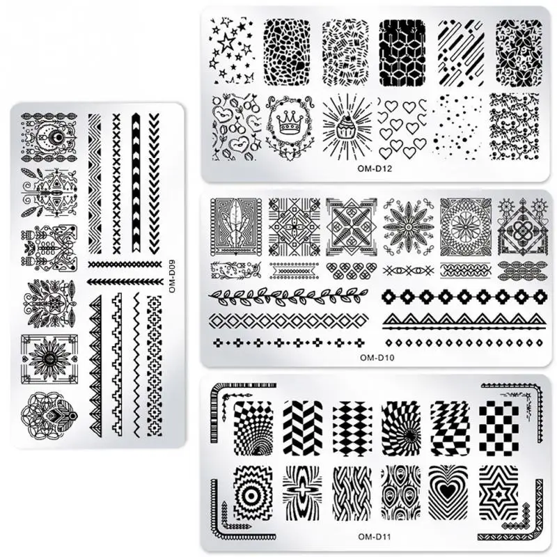 

4 Types Geometry Print Nail Art Tips Design Rectangle Nail Art Stamping Plate for Charming Nail Art Nail Art Sticker&Stamping